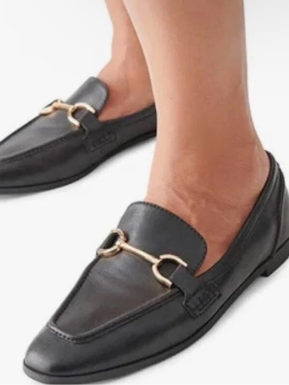 Steve Madden Black Loafer with Gold-Tone Bit (Toe to Heel = 11 inches)